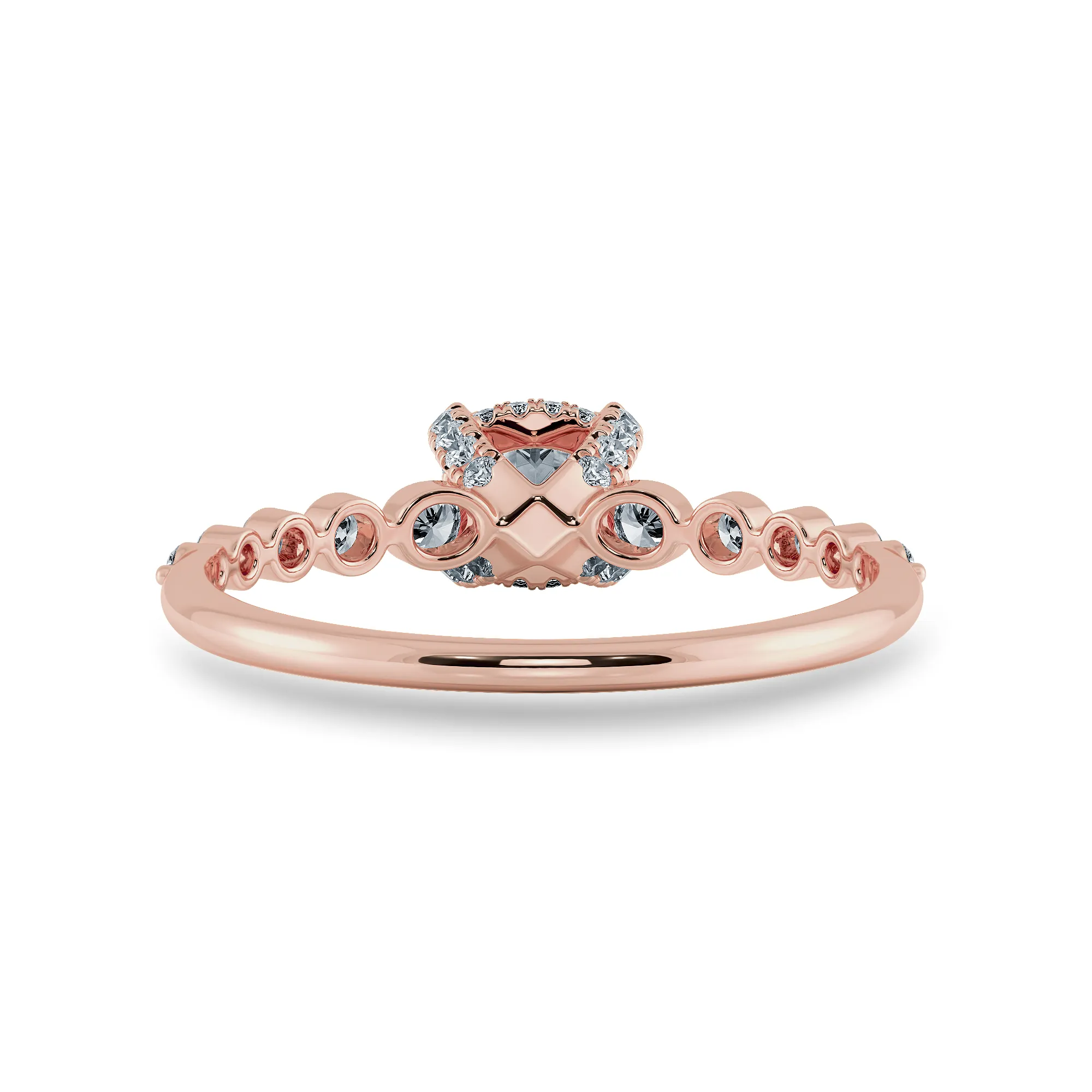 0.70cts. Cushion Cut Solitaire Halo Diamond Accents 18K Rose Gold Ring JL AU 2005R-B