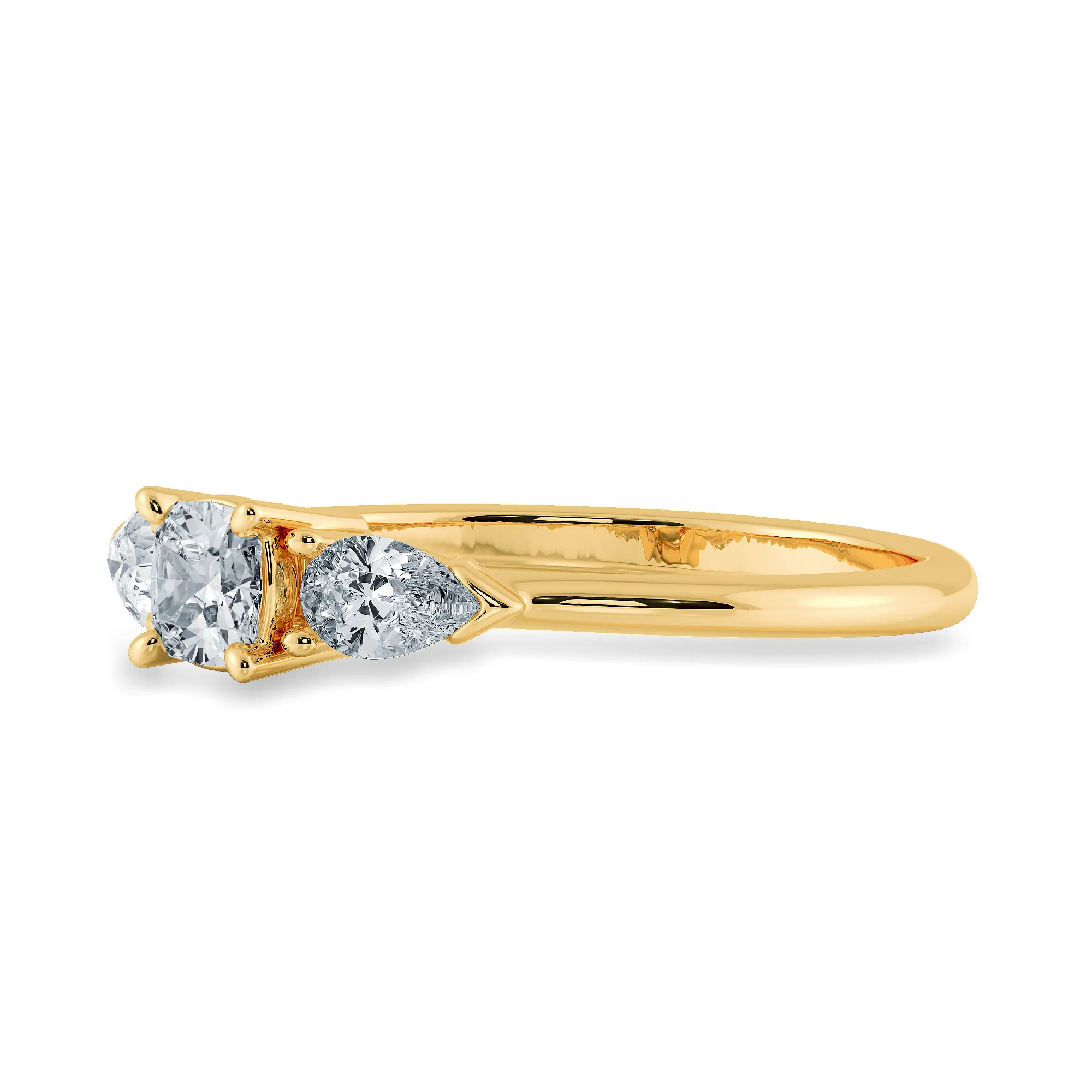 0.70cts. Cushion Cut Solitaire with Pear Cut Diamond Accents 18K Yellow Gold Ring JL AU 1203Y-B