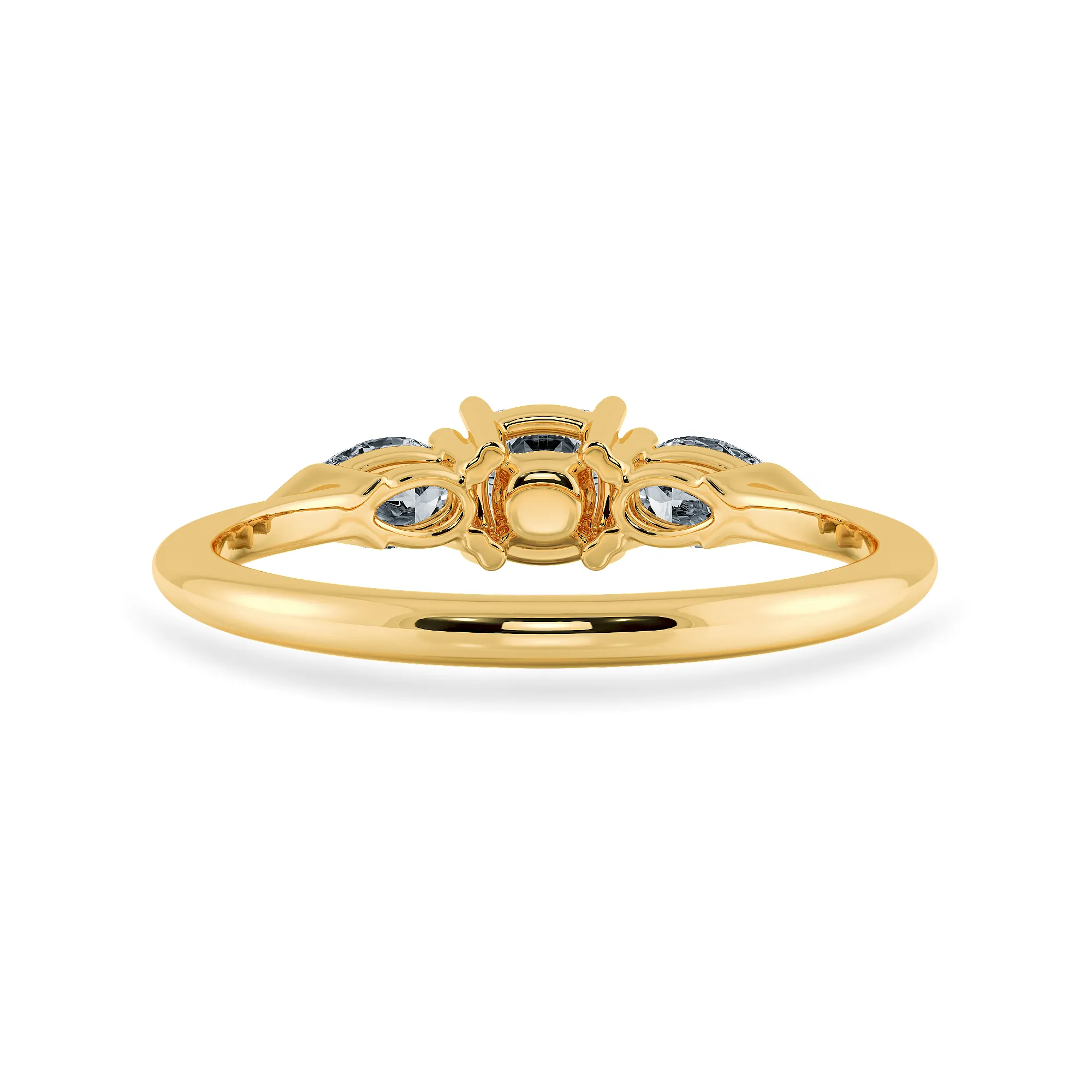 0.70cts. Cushion Cut Solitaire with Pear Cut Diamond Accents 18K Yellow Gold Ring JL AU 1203Y-B