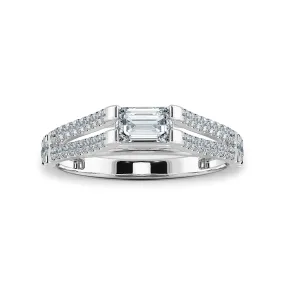 0.70cts Emerald Cut Solitaire Diamond Split Shank Platinum Ring JL PT 1180-B