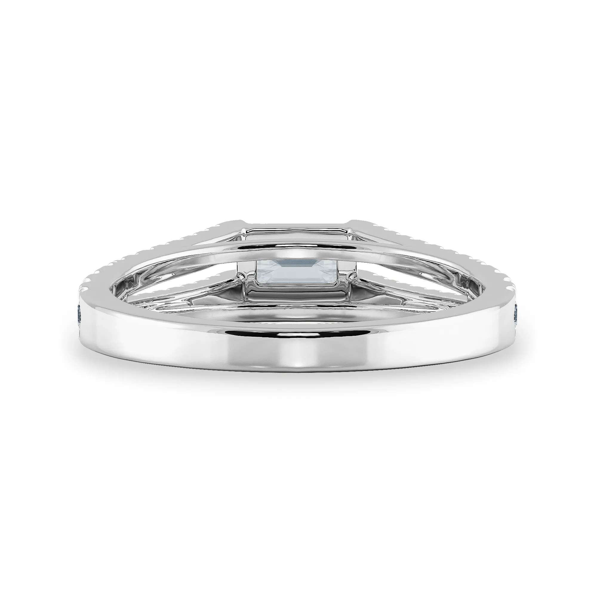 0.70cts Emerald Cut Solitaire Diamond Split Shank Platinum Ring JL PT 1180-B
