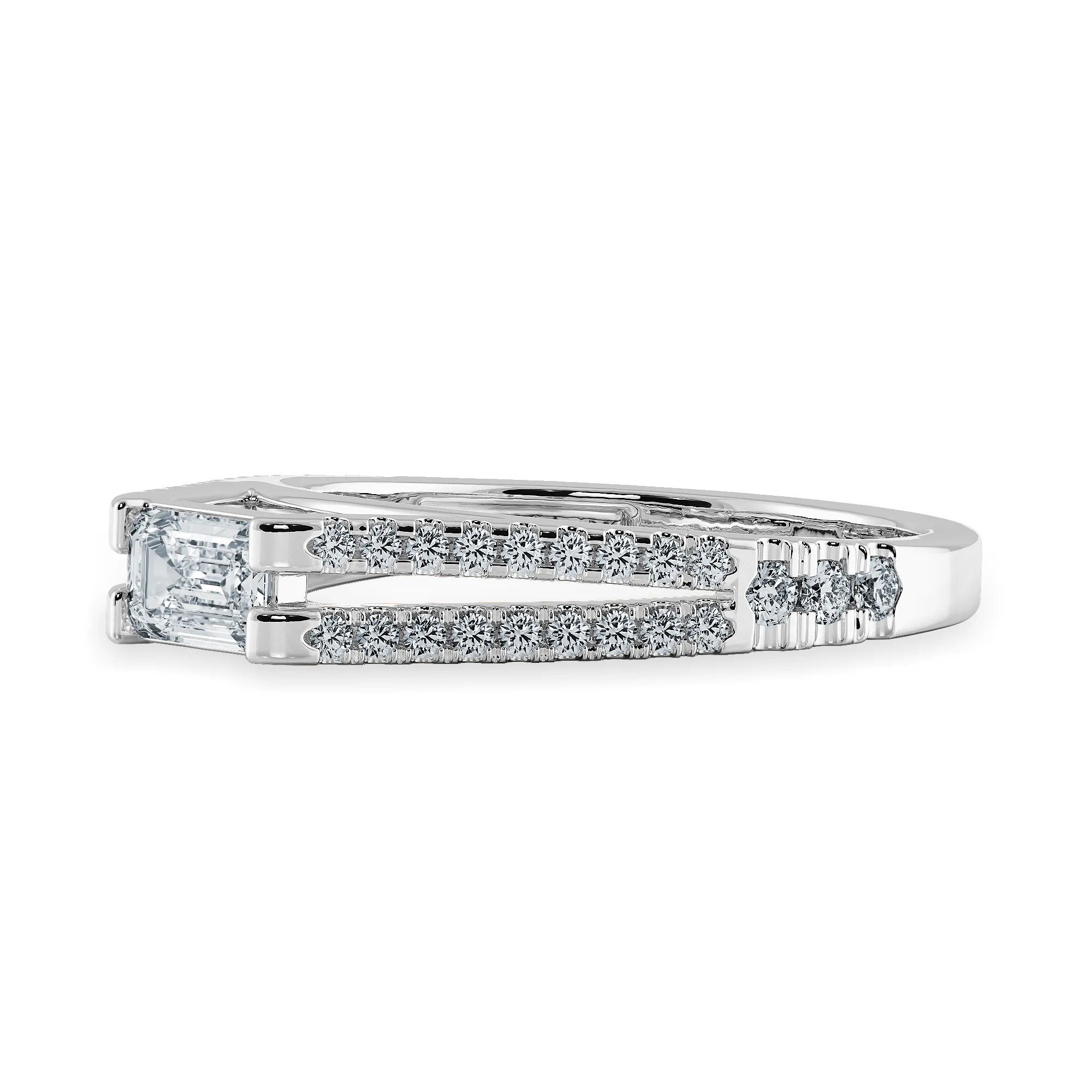 0.70cts Emerald Cut Solitaire Diamond Split Shank Platinum Ring JL PT 1180-B