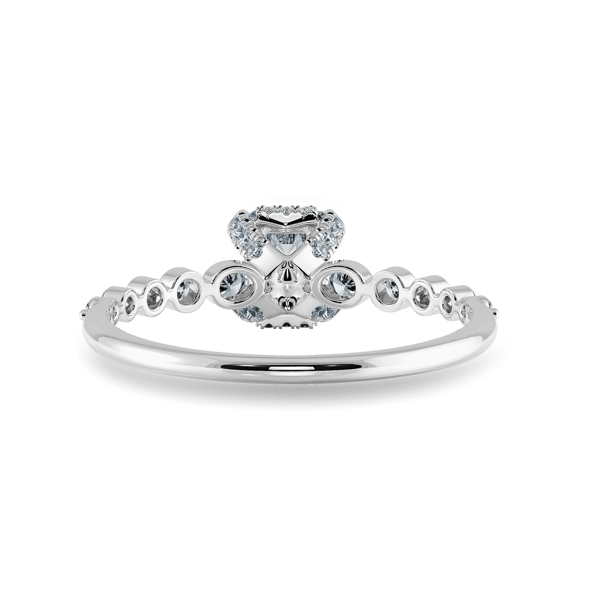0.70cts Emerald Cut Solitaire Halo Diamond Accents Platinum Ring JL PT 2006-B