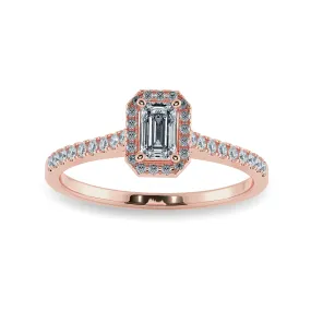 0.70cts. Emerald Cut Solitaire Halo Diamond Shank 18K Rose Gold Ring JL AU 1197R-B