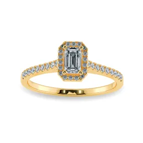 0.70cts. Emerald Cut Solitaire Halo Diamond Shank 18K Yellow Gold Ring JL AU 1197Y-B