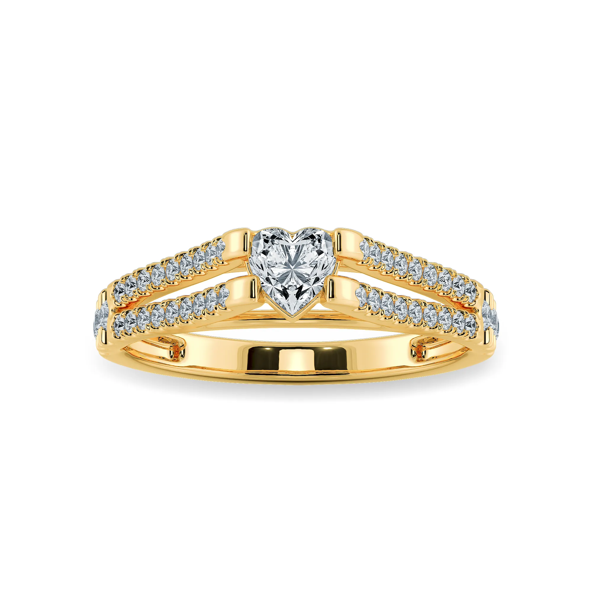 0.70cts. Heart Cut Solitaire Diamond Split Shank 18K Yellow Gold Ring JL AU 1181Y-B