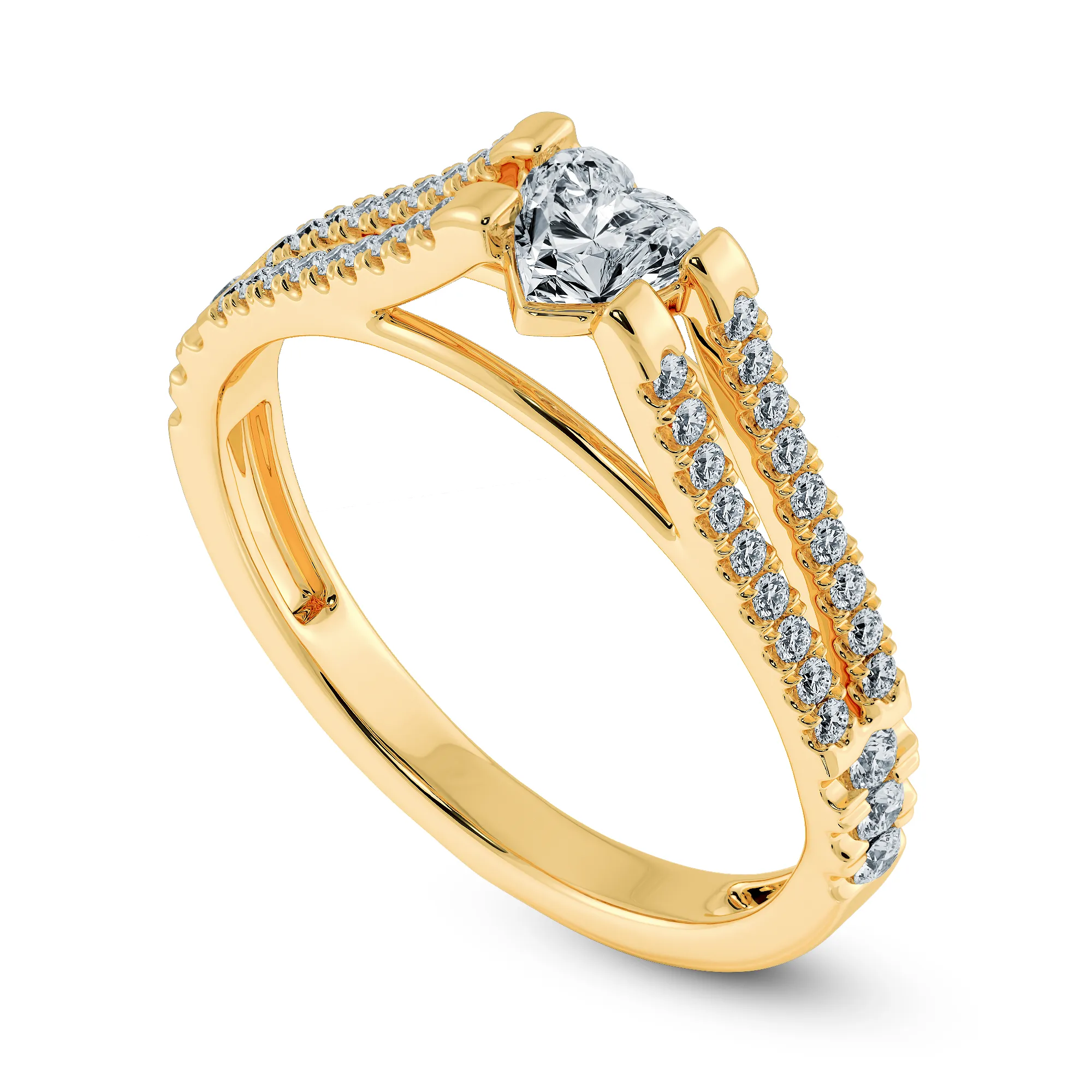 0.70cts. Heart Cut Solitaire Diamond Split Shank 18K Yellow Gold Ring JL AU 1181Y-B