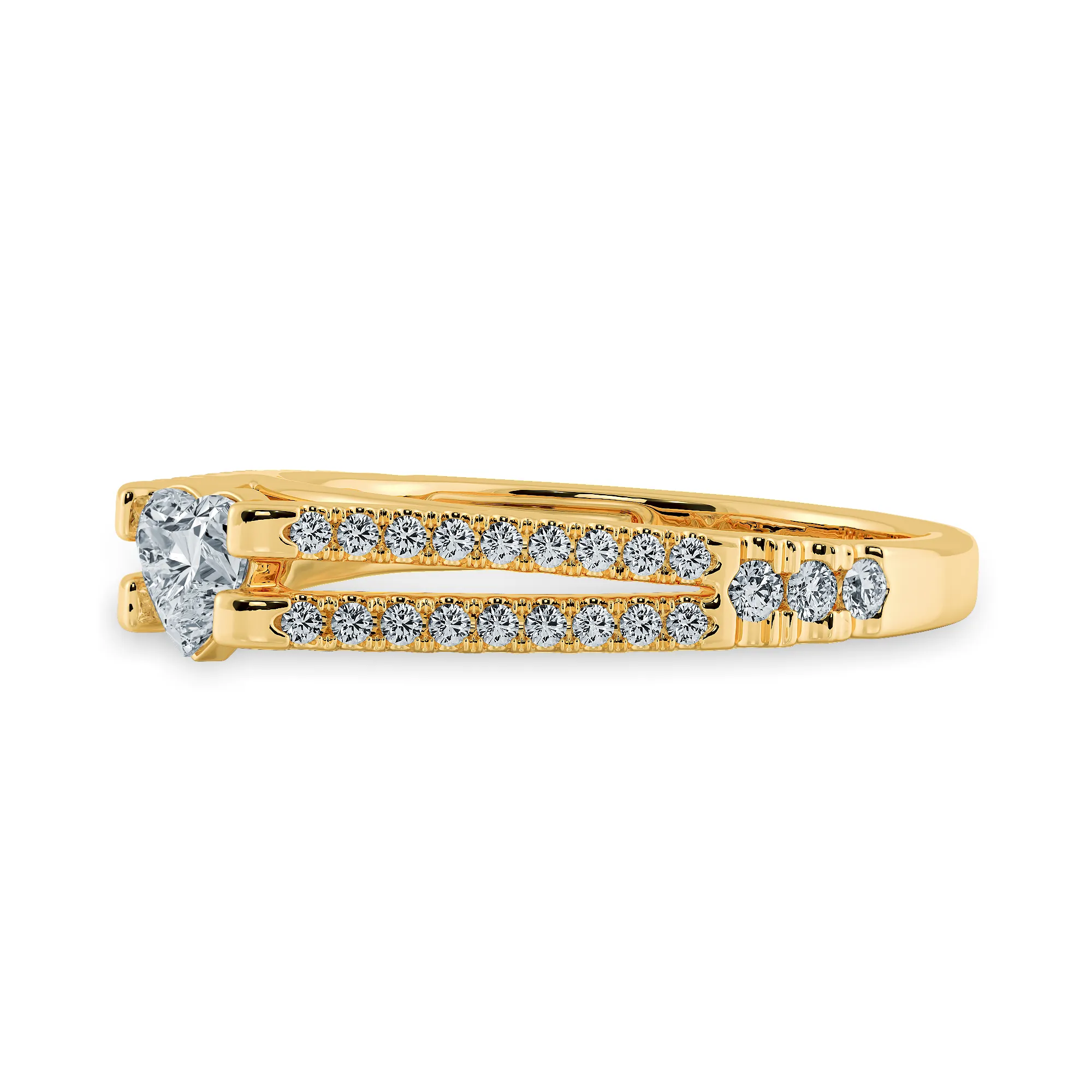 0.70cts. Heart Cut Solitaire Diamond Split Shank 18K Yellow Gold Ring JL AU 1181Y-B