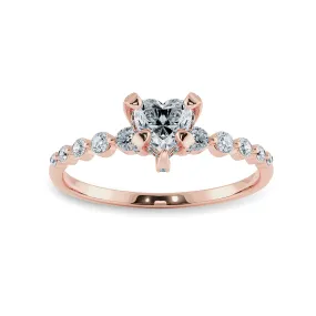 0.70cts. Heart Cut Solitaire Halo Diamond Accents 18K Rose Gold Ring JL AU 2007R-B