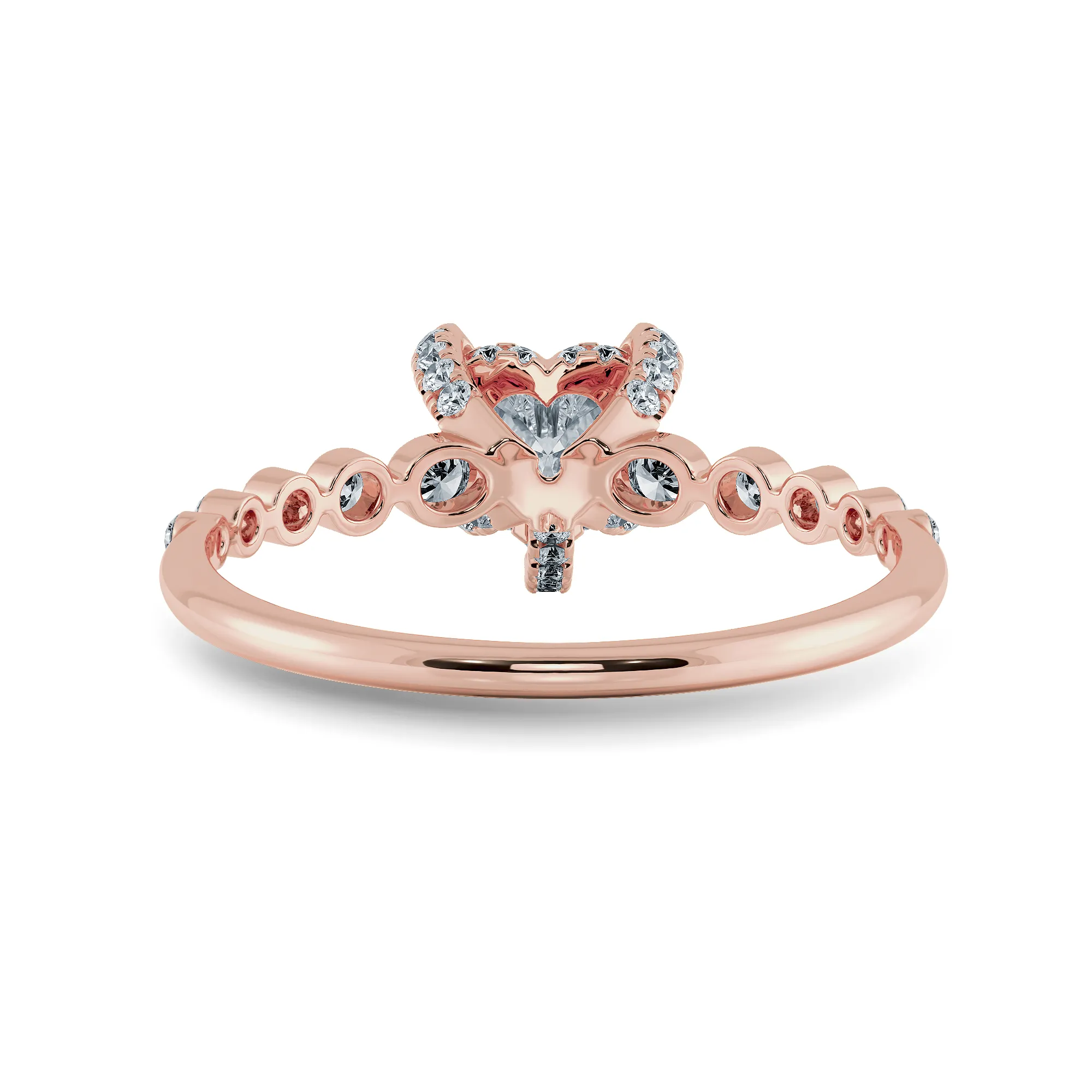 0.70cts. Heart Cut Solitaire Halo Diamond Accents 18K Rose Gold Ring JL AU 2007R-B