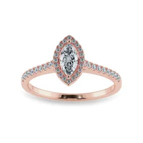 0.70cts. Marquise Cut Solitaire Halo Diamond Shank 18K Rose Gold Ring JL AU 1201R-B