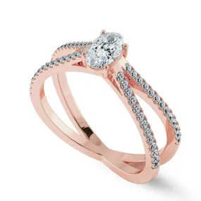 0.70cts. Oval Cut Solitaire Diamond Split Shank 18K Rose Gold Ring JL AU 1174R-B
