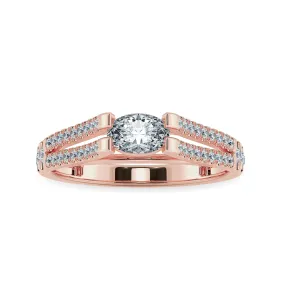 0.70cts. Oval Cut Solitaire Diamond Split Shank 18K Rose Gold Ring JL AU 1182R-B