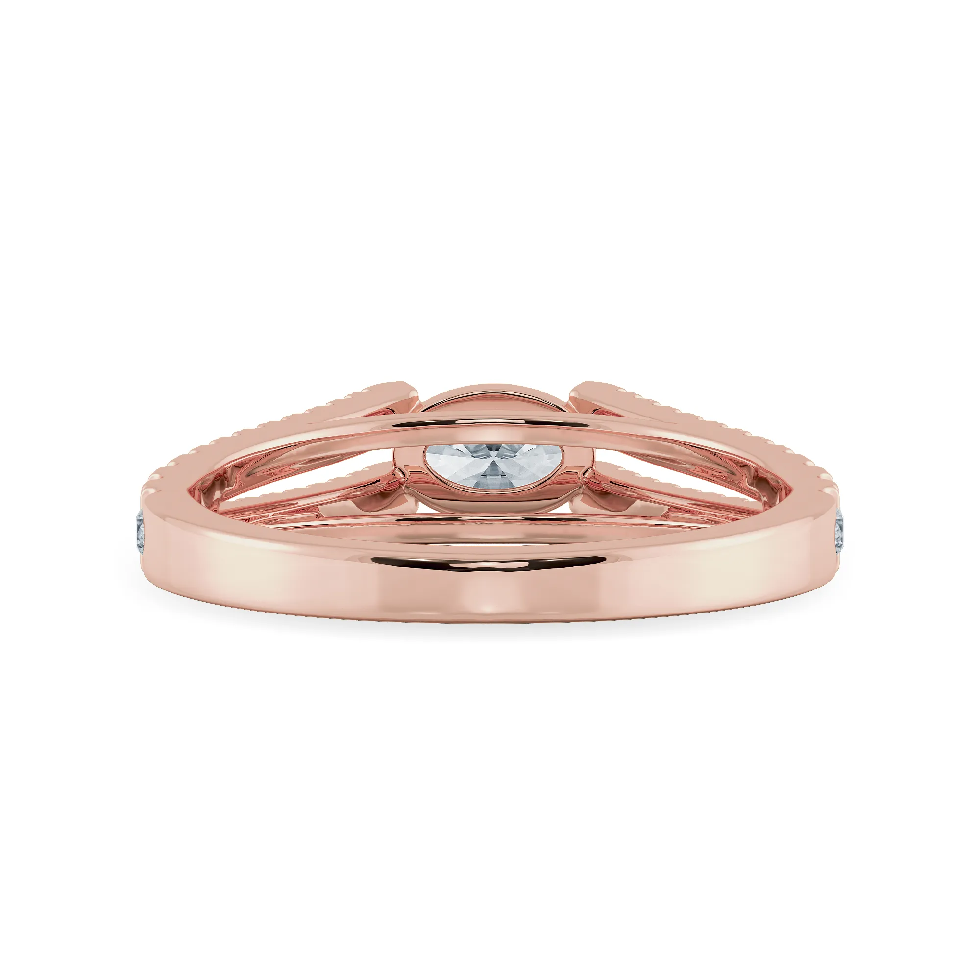 0.70cts. Oval Cut Solitaire Diamond Split Shank 18K Rose Gold Ring JL AU 1182R-B