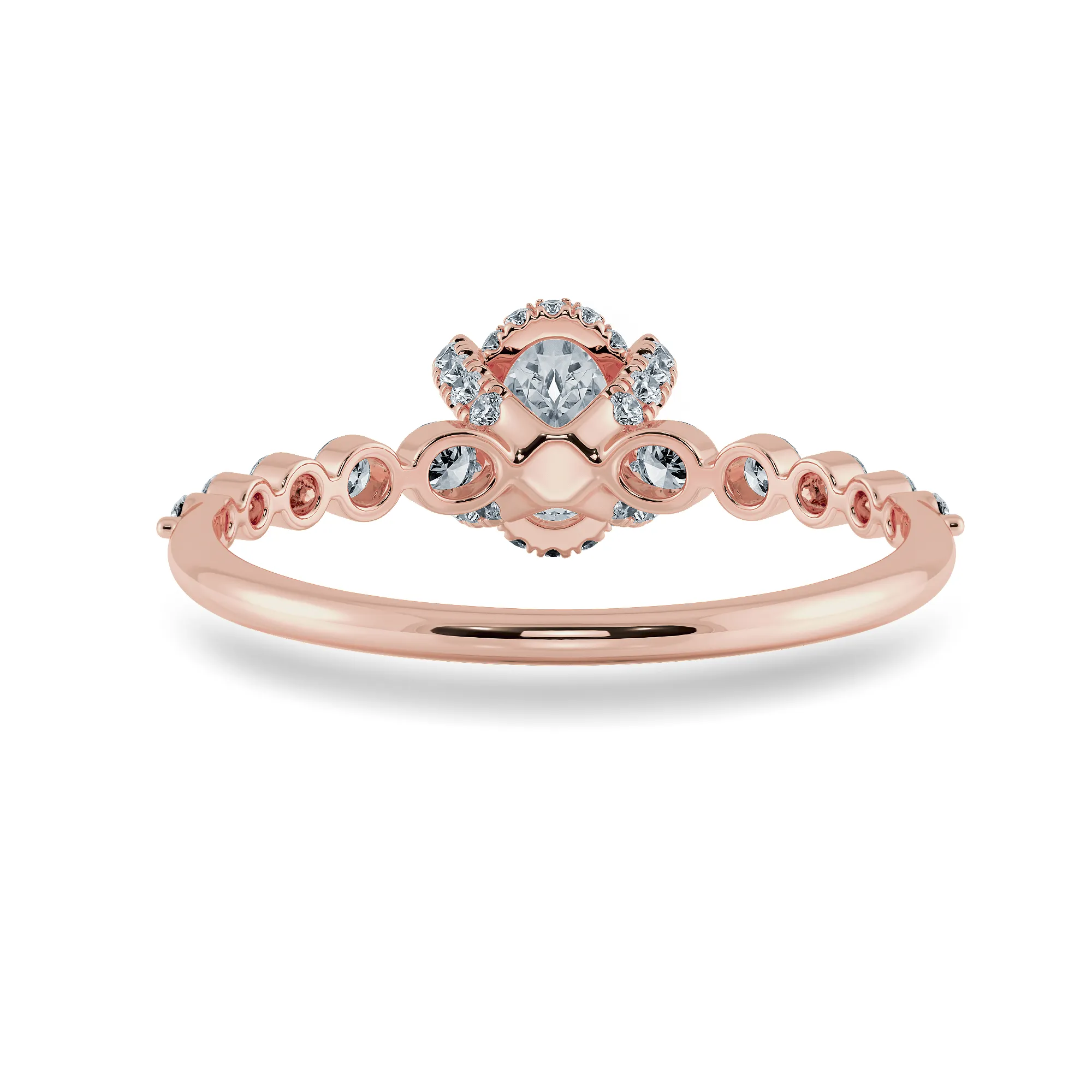0.70cts. Oval Cut Solitaire Halo Diamond Accents 18K Rose Gold Ring JL AU 2008R-B