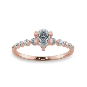 0.70cts. Pear Cut Solitaire Halo Diamond Accents 18K Rose Gold Ring JL AU 2009R-B