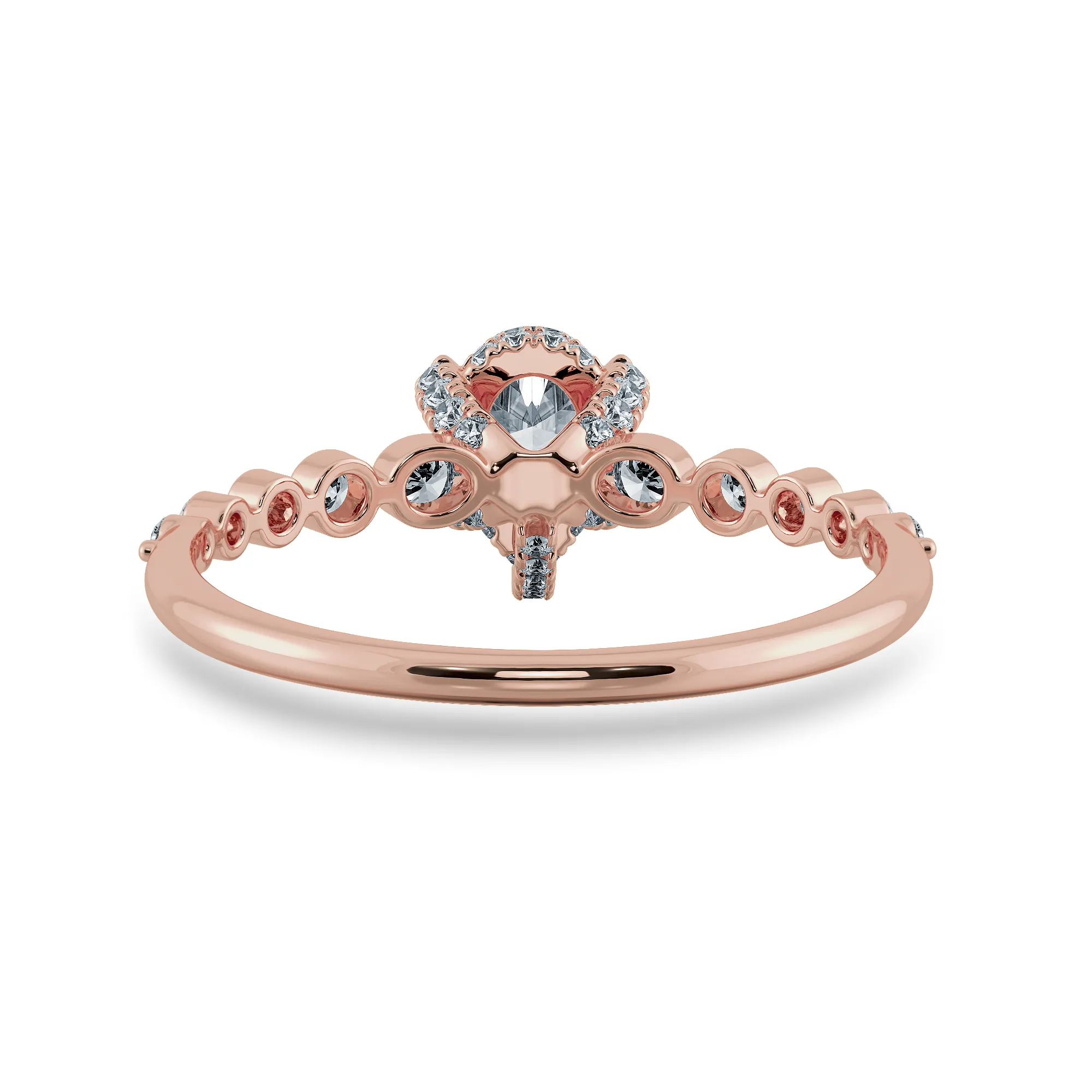 0.70cts. Pear Cut Solitaire Halo Diamond Accents 18K Rose Gold Ring JL AU 2009R-B