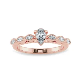 0.70cts. Pear Cut Solitaire with Marquise Cut Diamond Accents 18K Rose Gold Ring JL AU 2018R-B