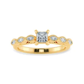 0.70cts. Princess Cut Solitaire with Marquise Cut Diamond Accents 18K Yellow Gold Ring JL AU 2012Y-B
