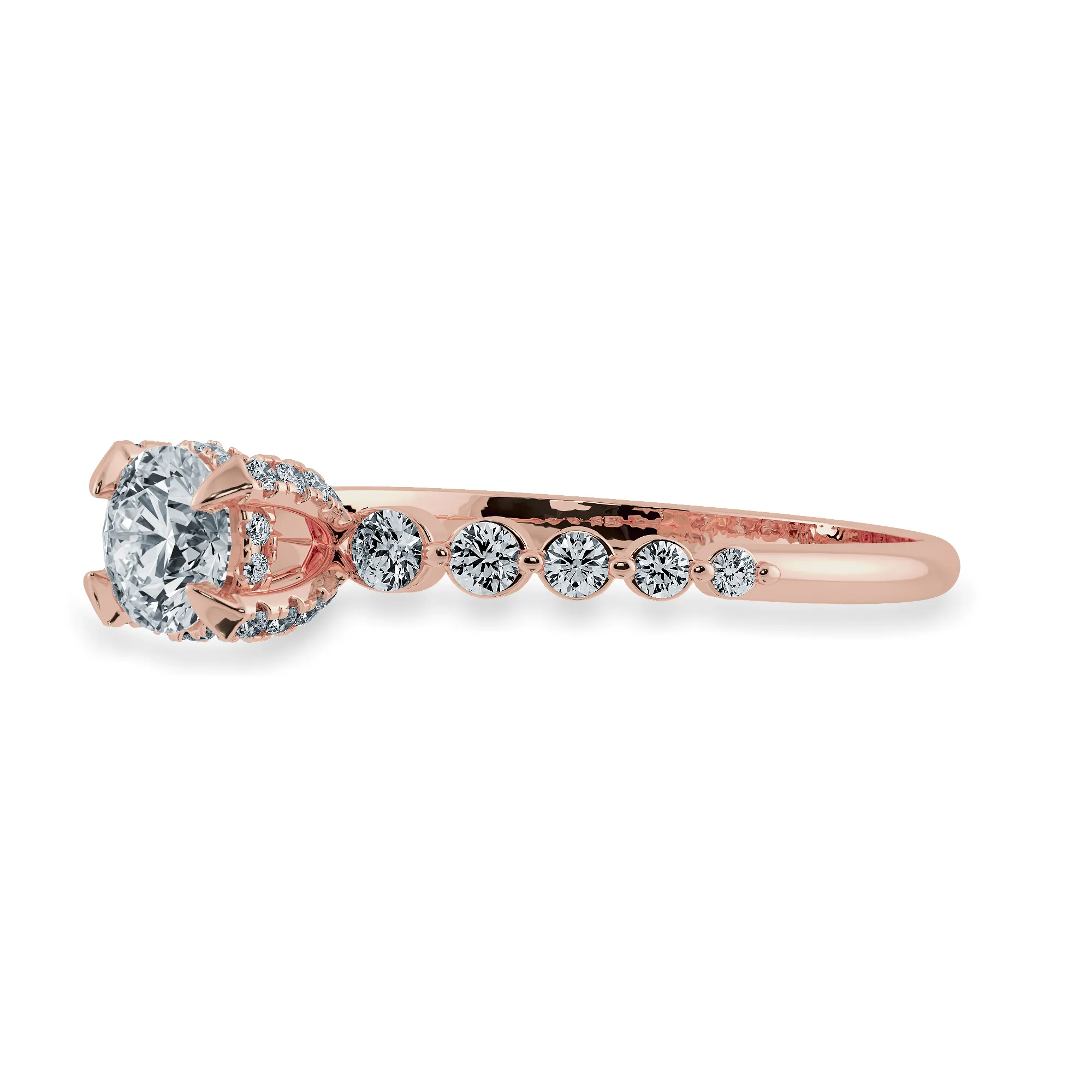 0.70cts. Solitaire Diamond Accents 18K Rose Gold Ring JL AU 1202R-B