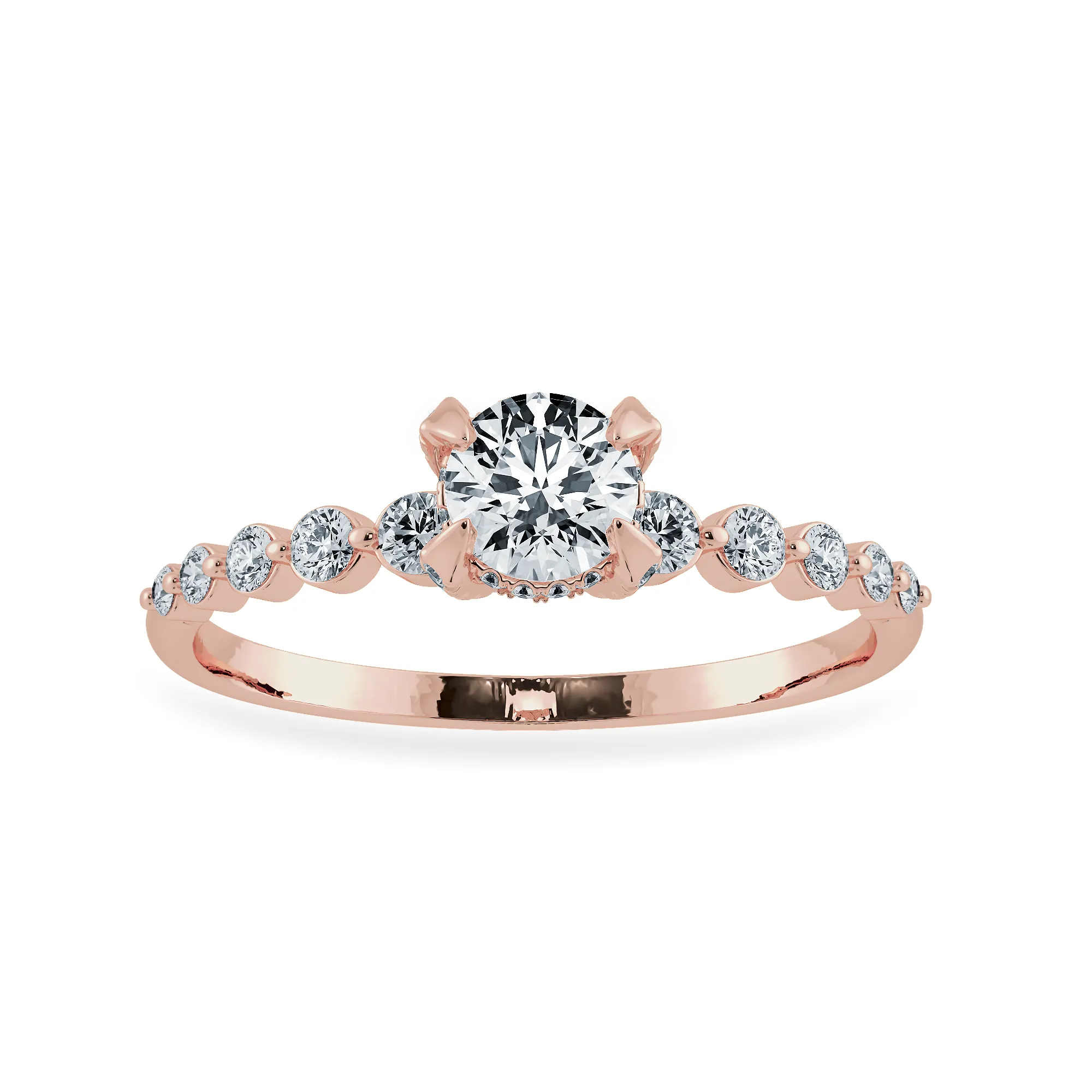 0.70cts. Solitaire Diamond Accents 18K Rose Gold Ring JL AU 1202R-B