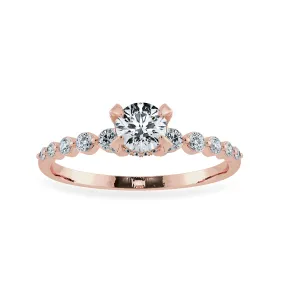 0.70cts. Solitaire Diamond Accents 18K Rose Gold Ring JL AU 1202R-B