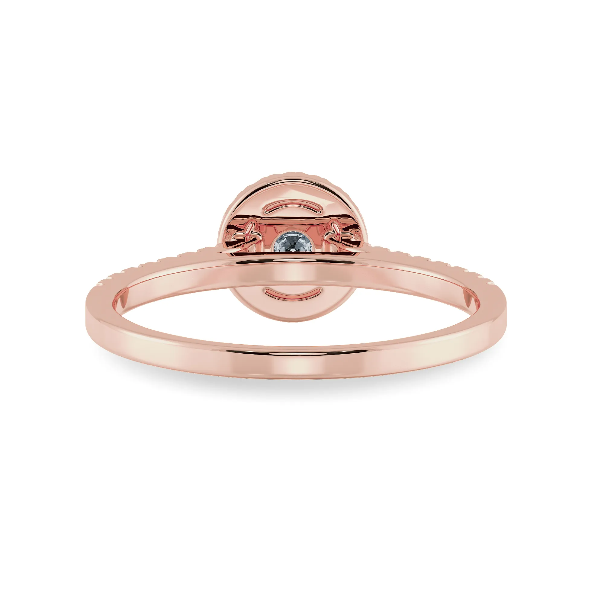 0.70cts. Solitaire Diamond Halo Shank 18K Rose Gold Ring JL AU 1193R-B