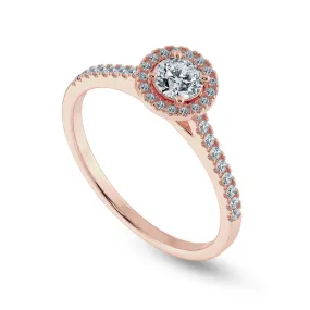 0.70cts. Solitaire Diamond Halo Shank 18K Rose Gold Ring JL AU 1193R-B