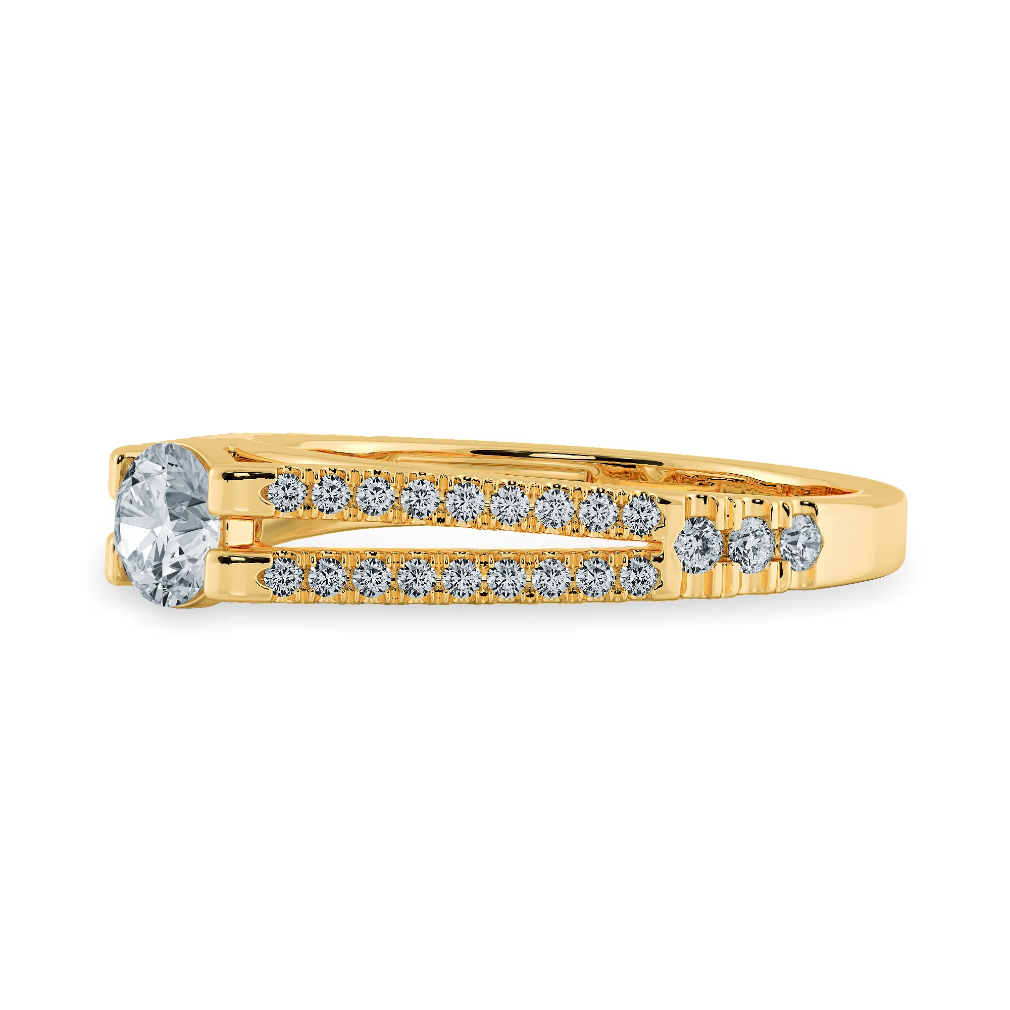 0.70cts. Solitaire Diamond Split Shank 18K Yellow Gold Solitaire Ring JL AU 1177Y-C