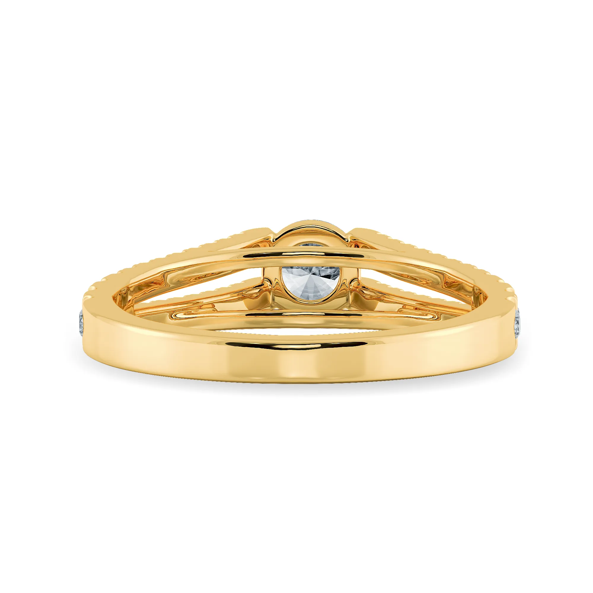 0.70cts. Solitaire Diamond Split Shank 18K Yellow Gold Solitaire Ring JL AU 1177Y-C