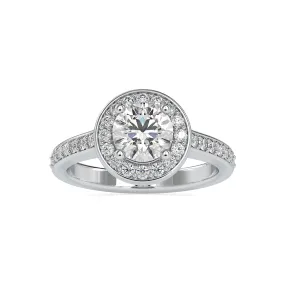 0.70cts. Solitaire Platinum Diamond Halo Shank Engagement Ring JL PT 0070