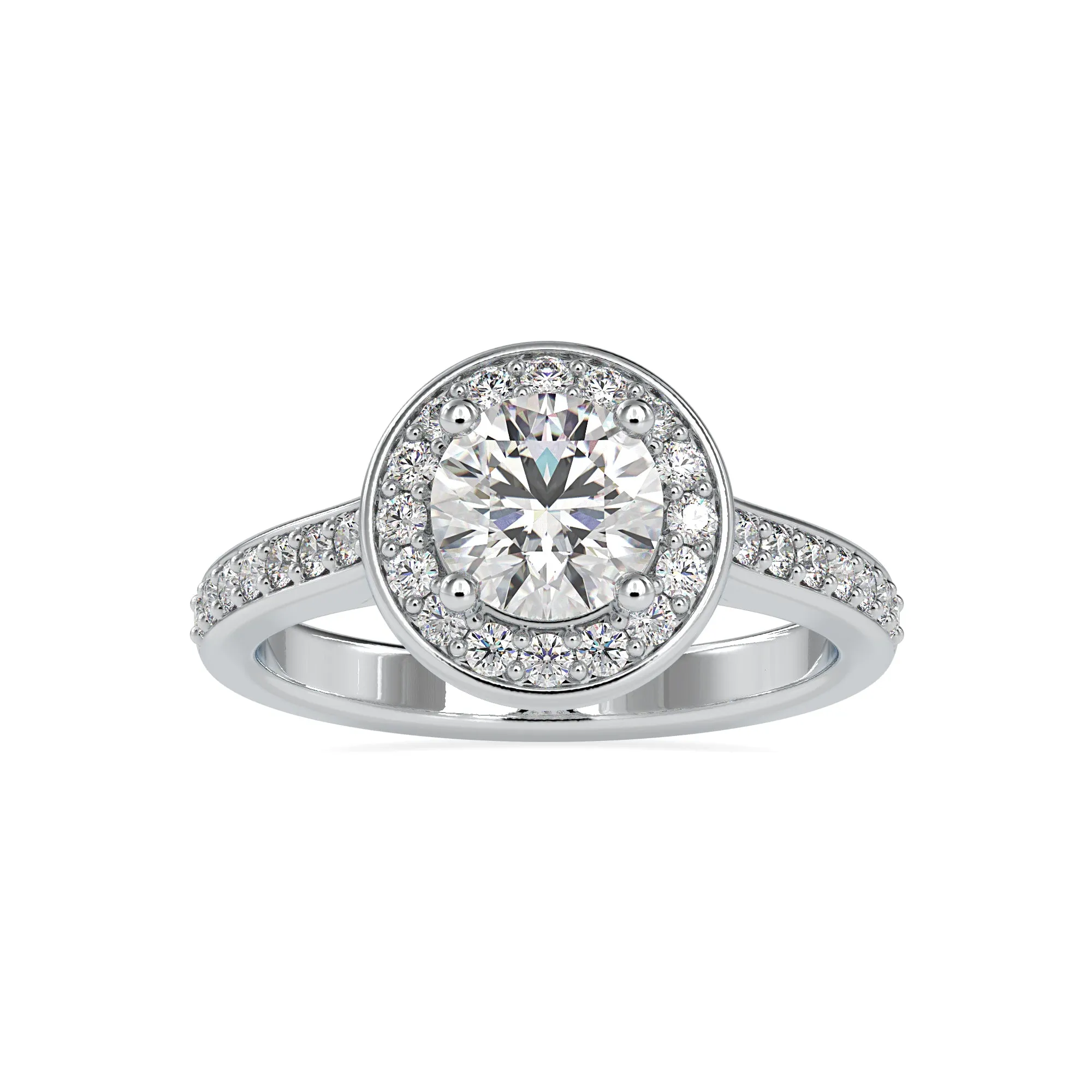 0.70cts. Solitaire Platinum Diamond Halo Shank Engagement Ring JL PT 0070