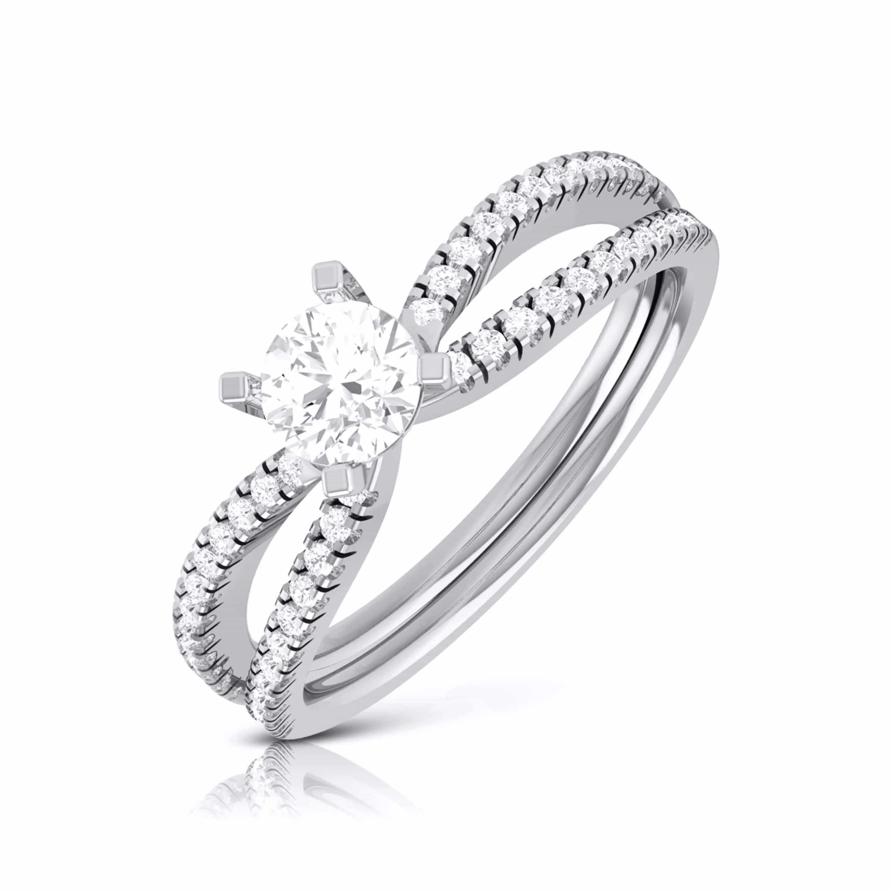 1-Carat Lab Grown Platinum Solitaire Engagement Ring with Split Shank JL PT LG G R-22-B