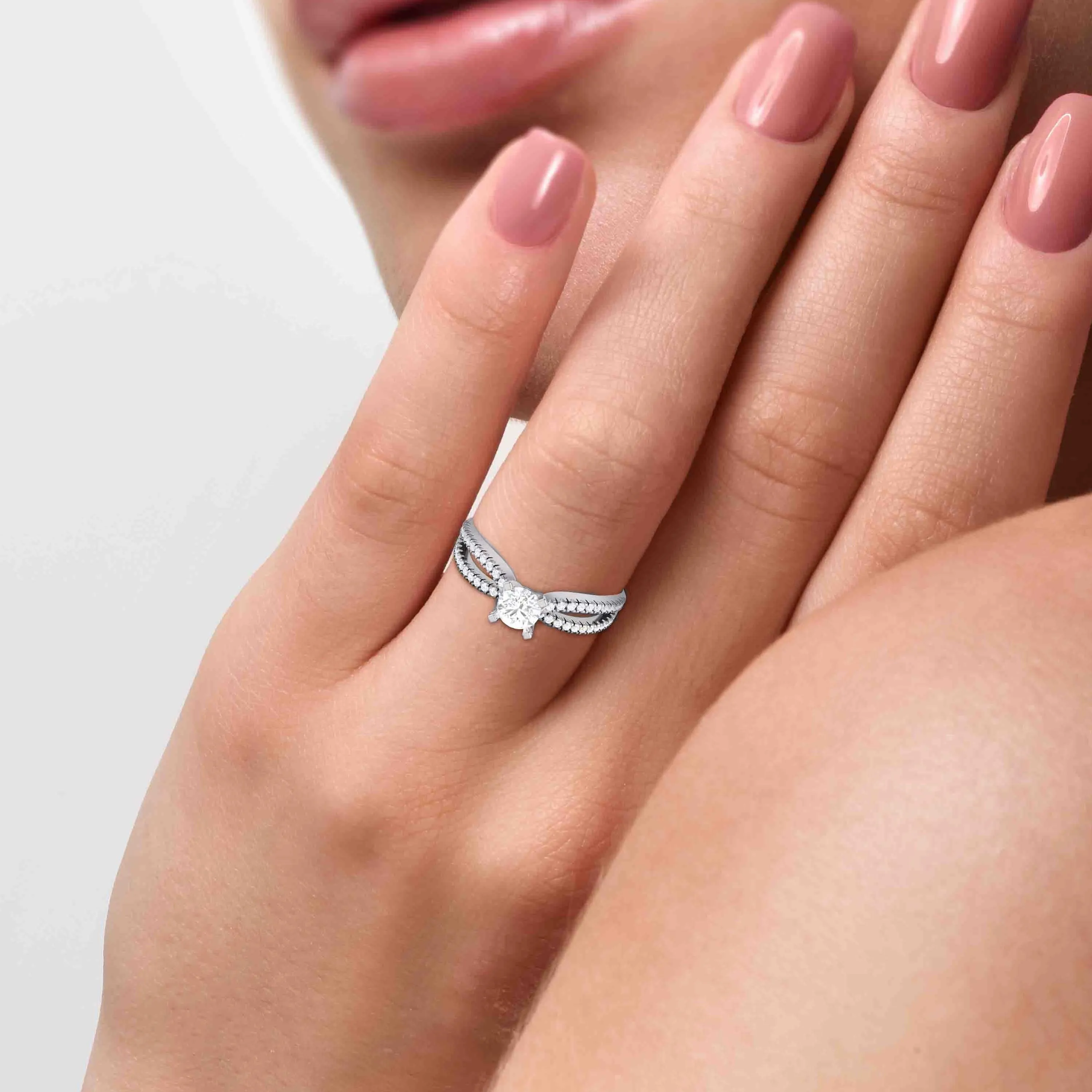 1-Carat Lab Grown Platinum Solitaire Engagement Ring with Split Shank JL PT LG G R-22-B