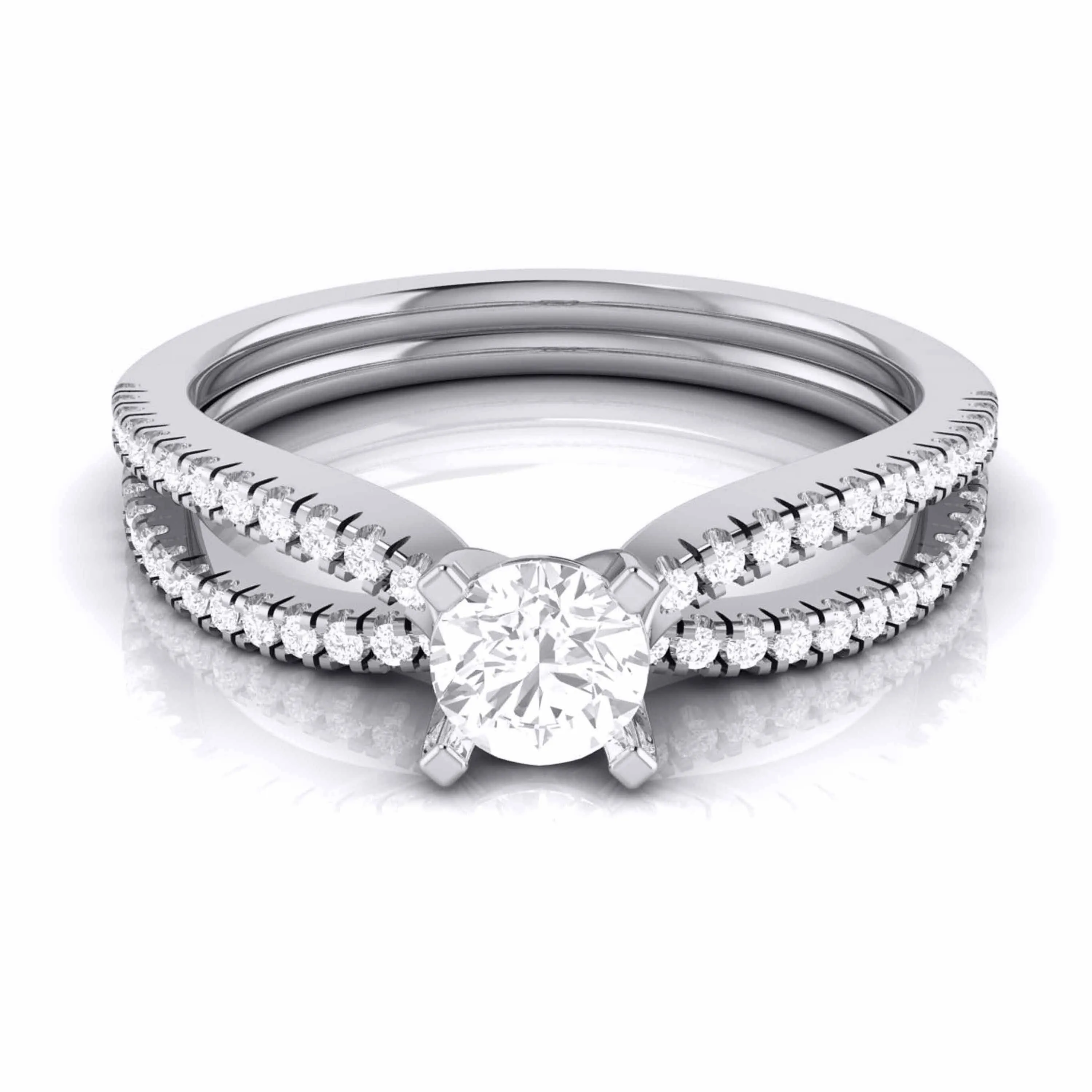 1-Carat Lab Grown Platinum Solitaire Engagement Ring with Split Shank JL PT LG G R-22-B