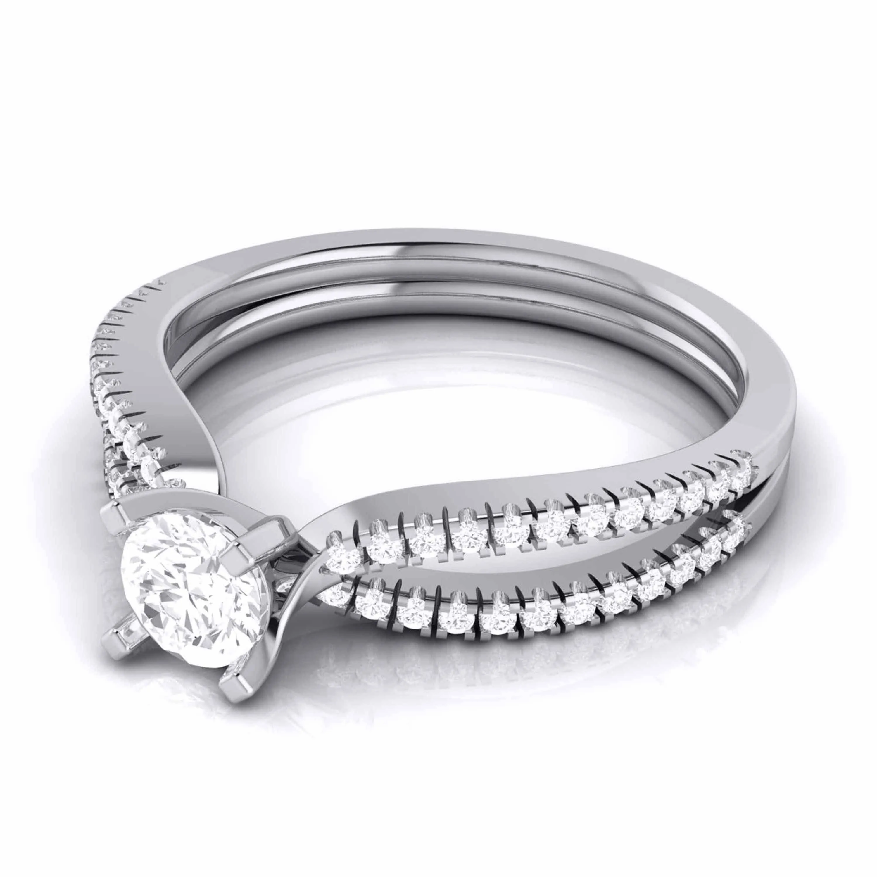 1-Carat Lab Grown Platinum Solitaire Engagement Ring with Split Shank JL PT LG G R-22-B