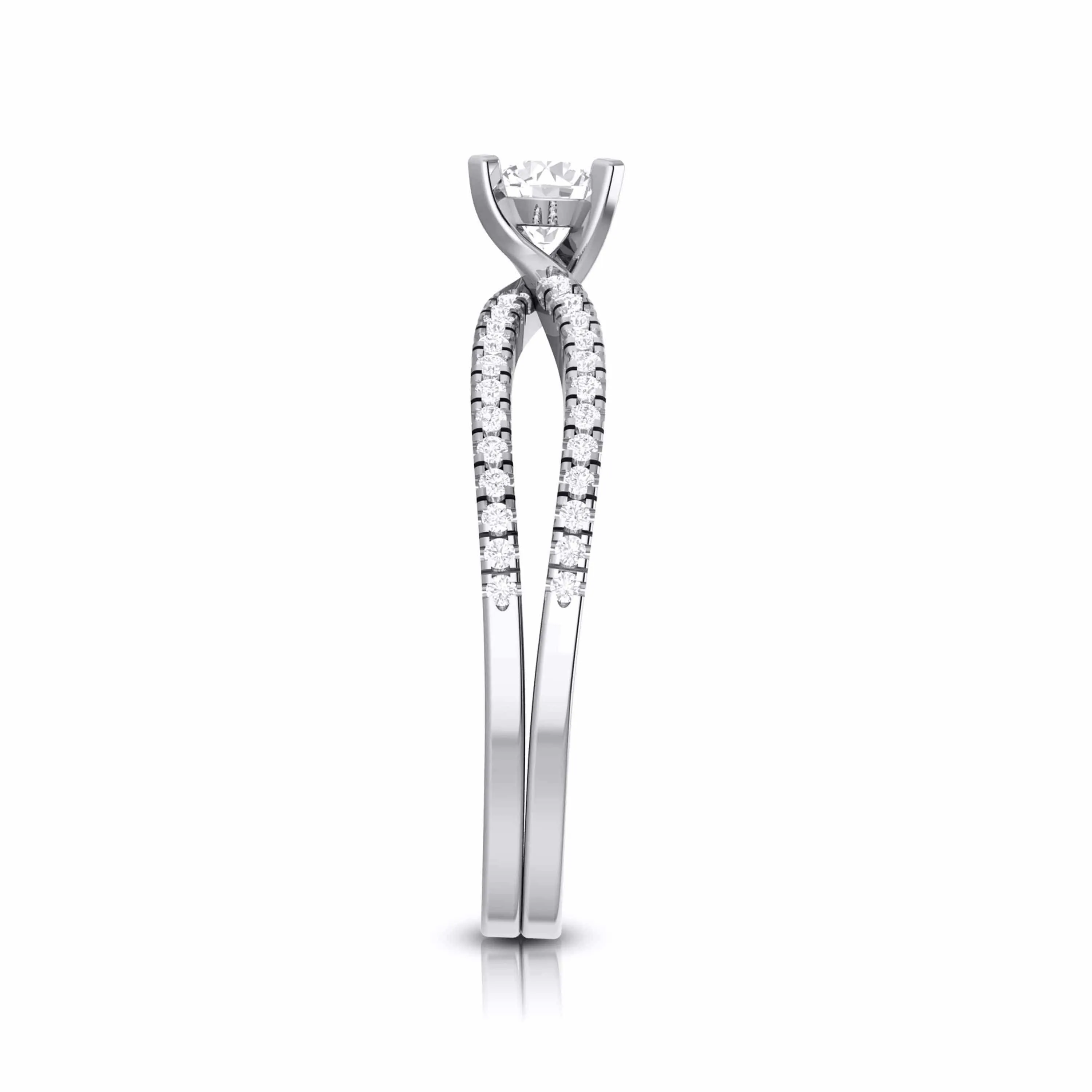 1-Carat Lab Grown Platinum Solitaire Engagement Ring with Split Shank JL PT LG G R-22-B