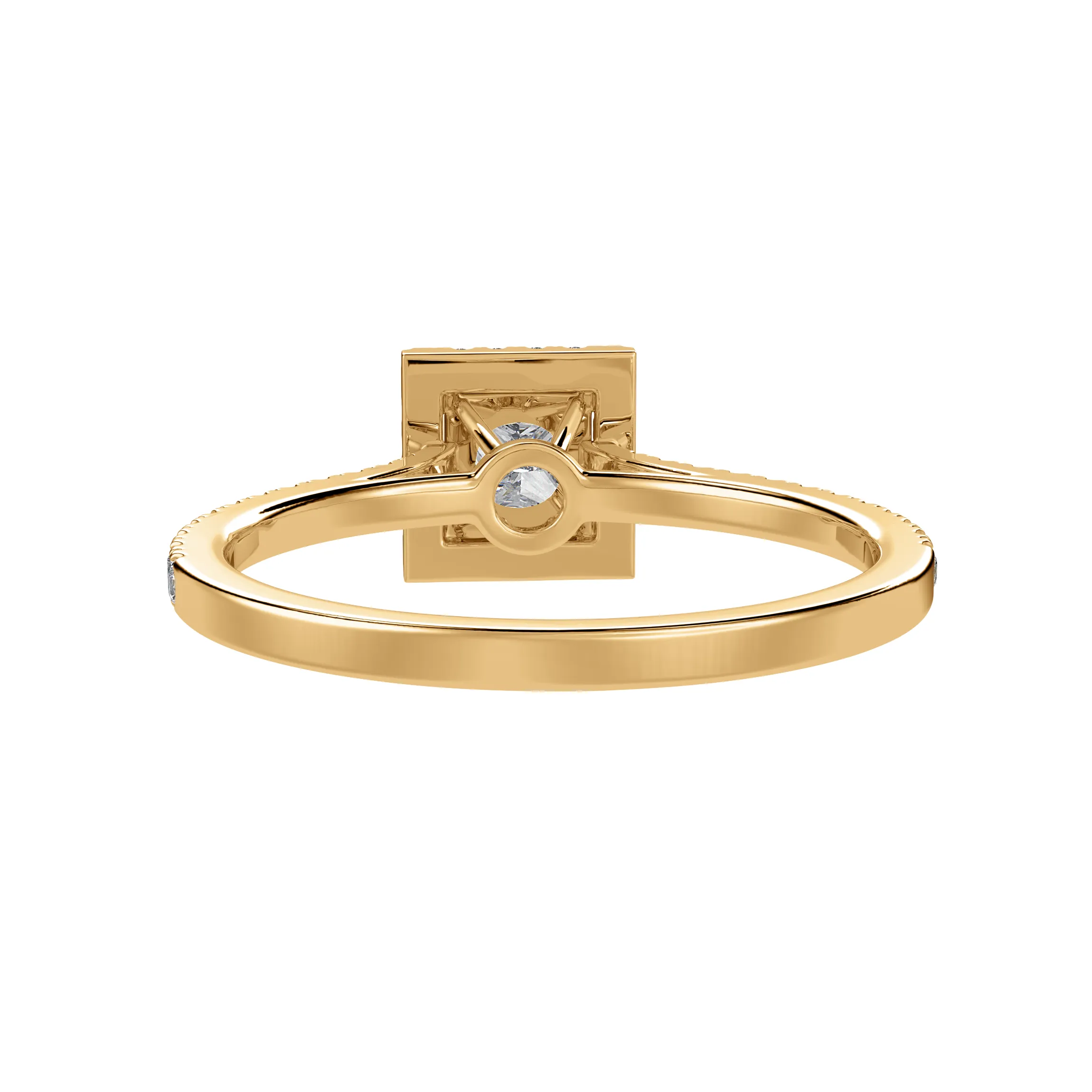 1-Carat Princess Cut Solitaire Halo Diamond Shank 18K Yellow Gold Ring JL AU 1293Y-C