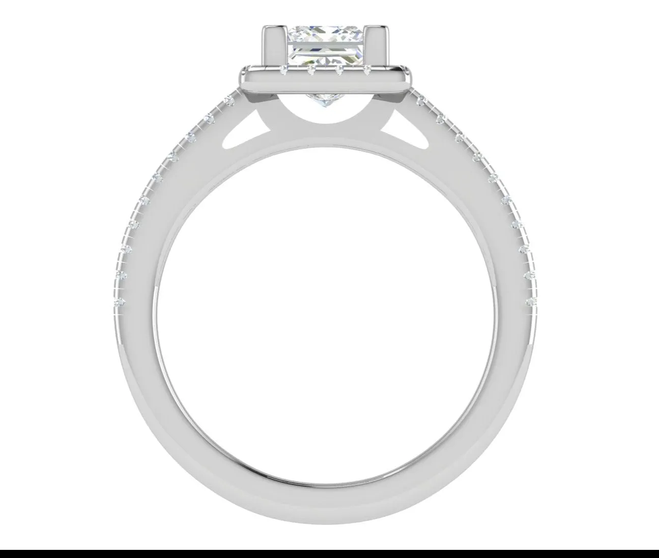1 Carat Princess Cut Solitaire Square Halo Diamond Shank Platinum Ring JL PT RH PR 117