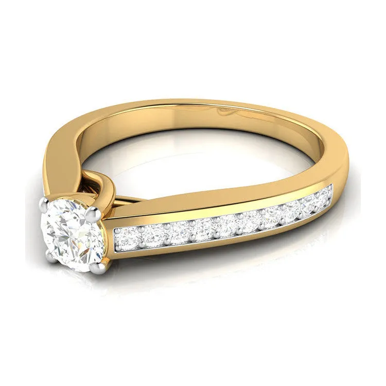 1-Carat Solitaire 18K Yellow Gold Diamond Shank Ring JL AU G 120Y-C