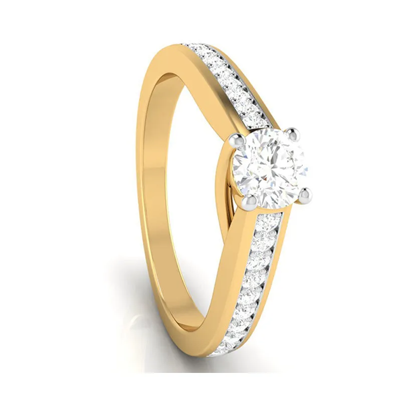 1-Carat Solitaire 18K Yellow Gold Diamond Shank Ring JL AU G 120Y-C