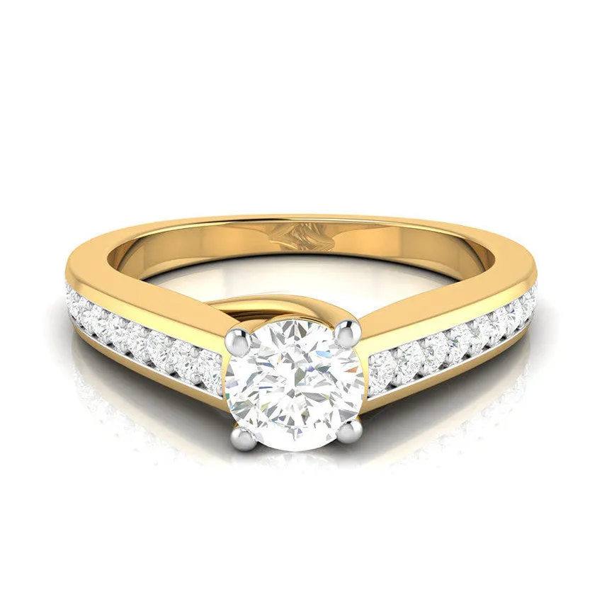 1-Carat Solitaire 18K Yellow Gold Diamond Shank Ring JL AU G 120Y-C