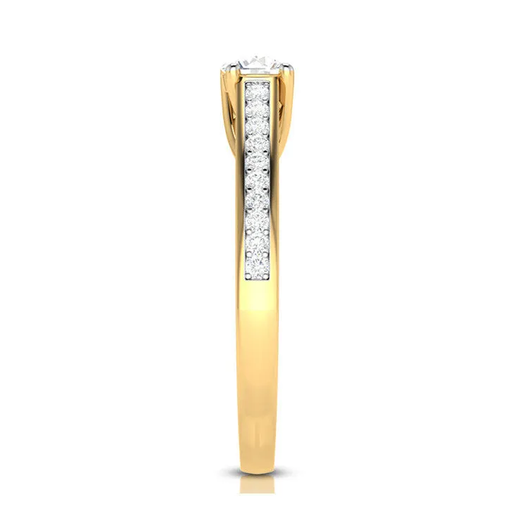 1-Carat Solitaire 18K Yellow Gold Diamond Shank Ring JL AU G 120Y-C