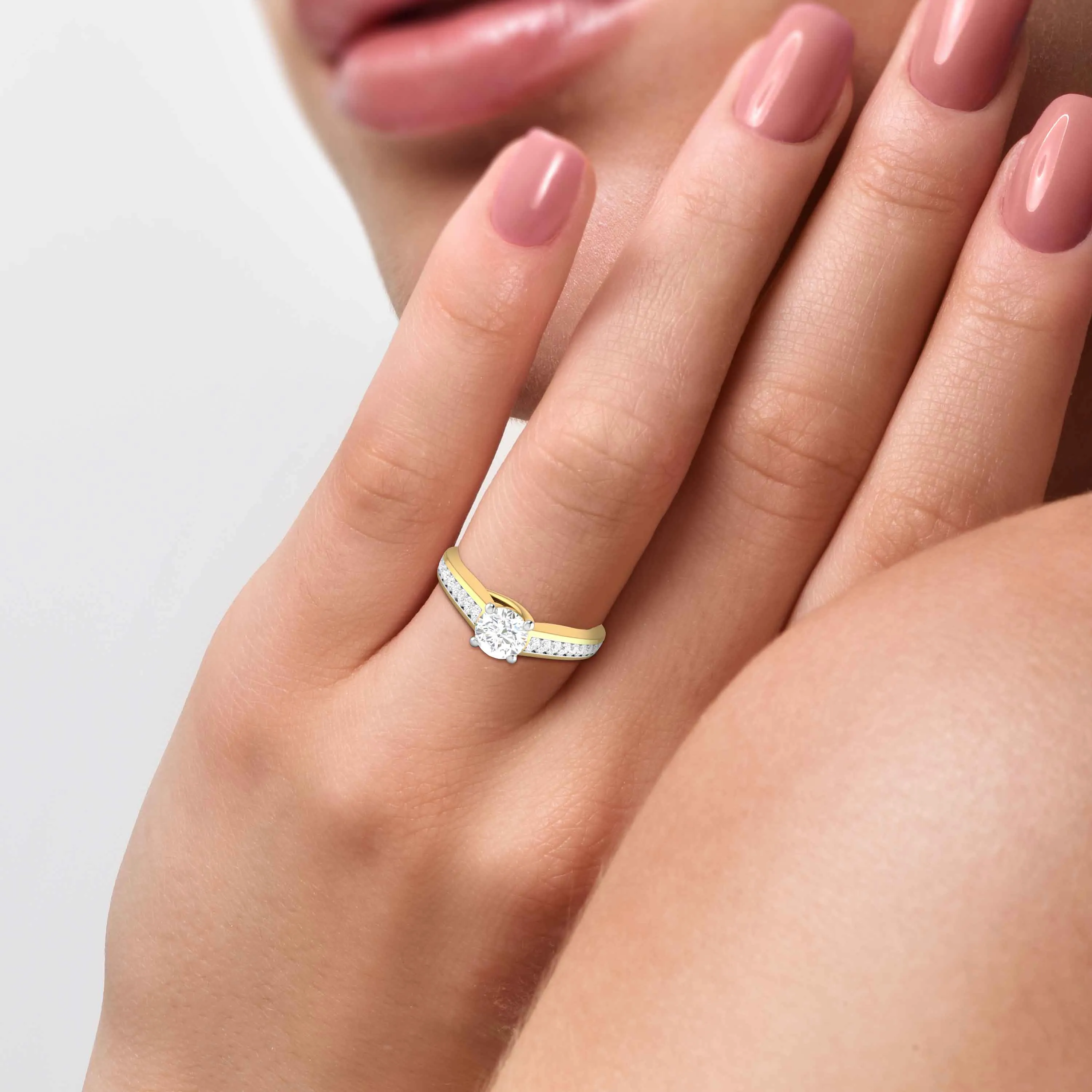 1-Carat Solitaire 18K Yellow Gold Diamond Shank Ring JL AU G 120Y-C