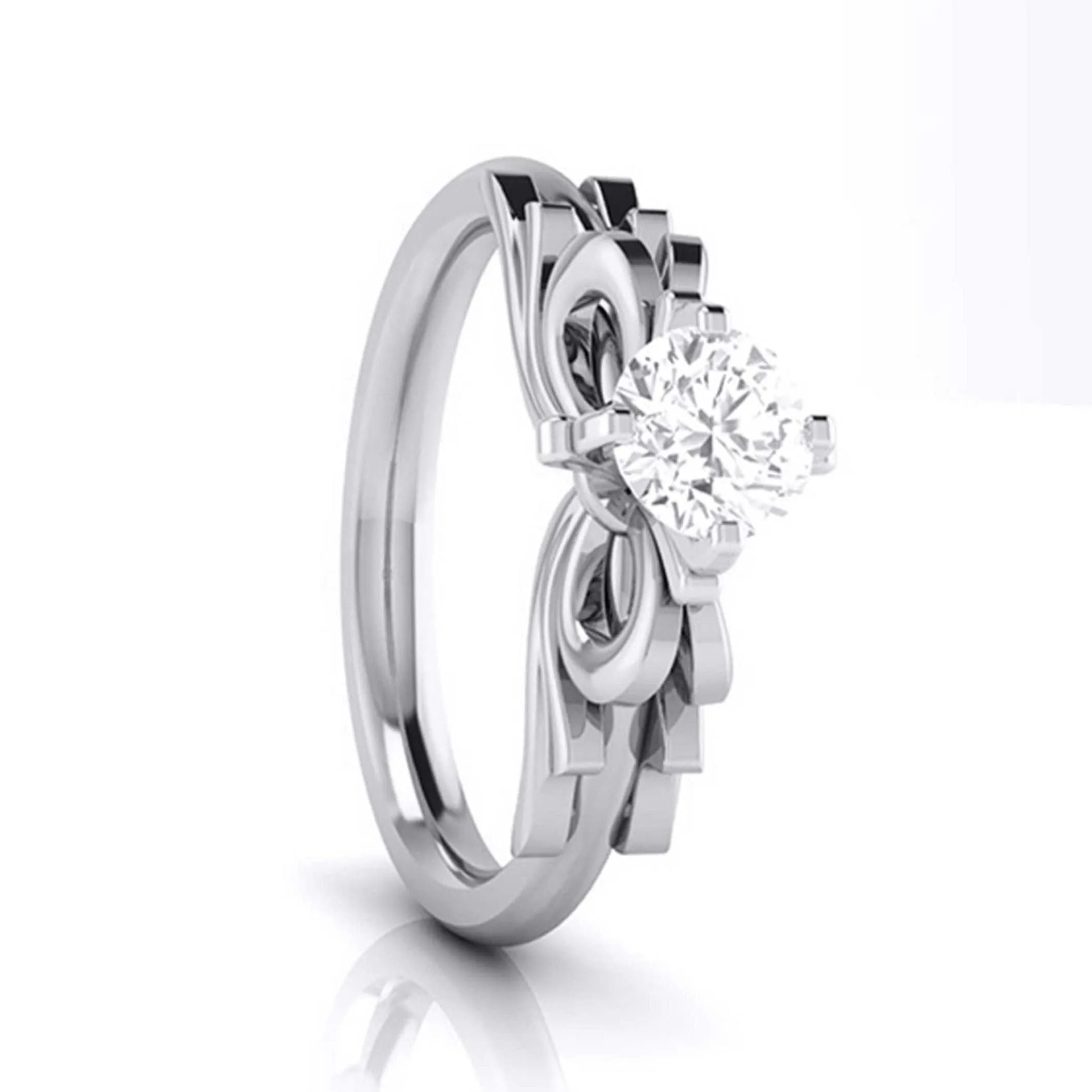 1-Carat Solitaire Designer Bow Platinum Ring JL PT G 108-C