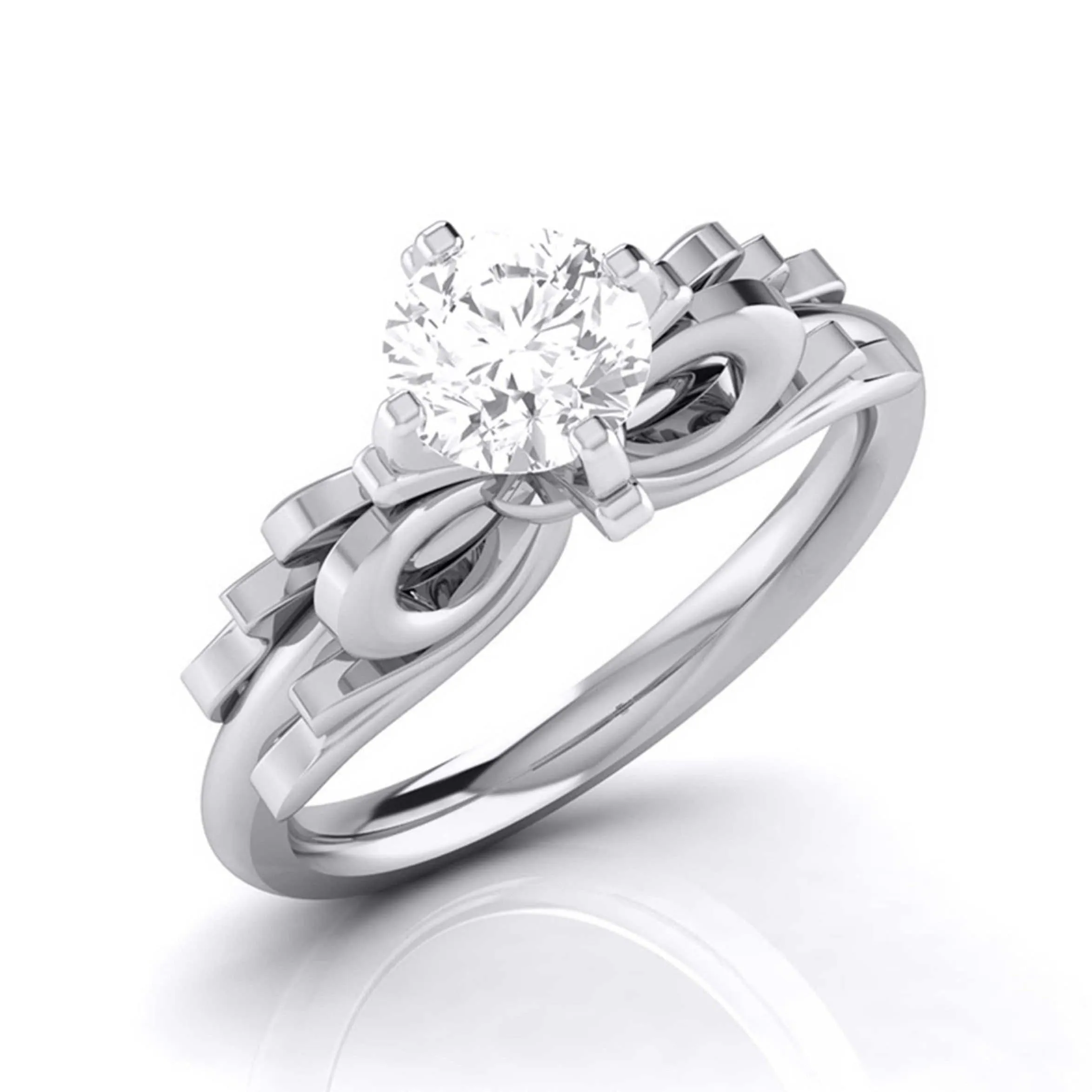 1-Carat Solitaire Designer Bow Platinum Ring JL PT G 108-C