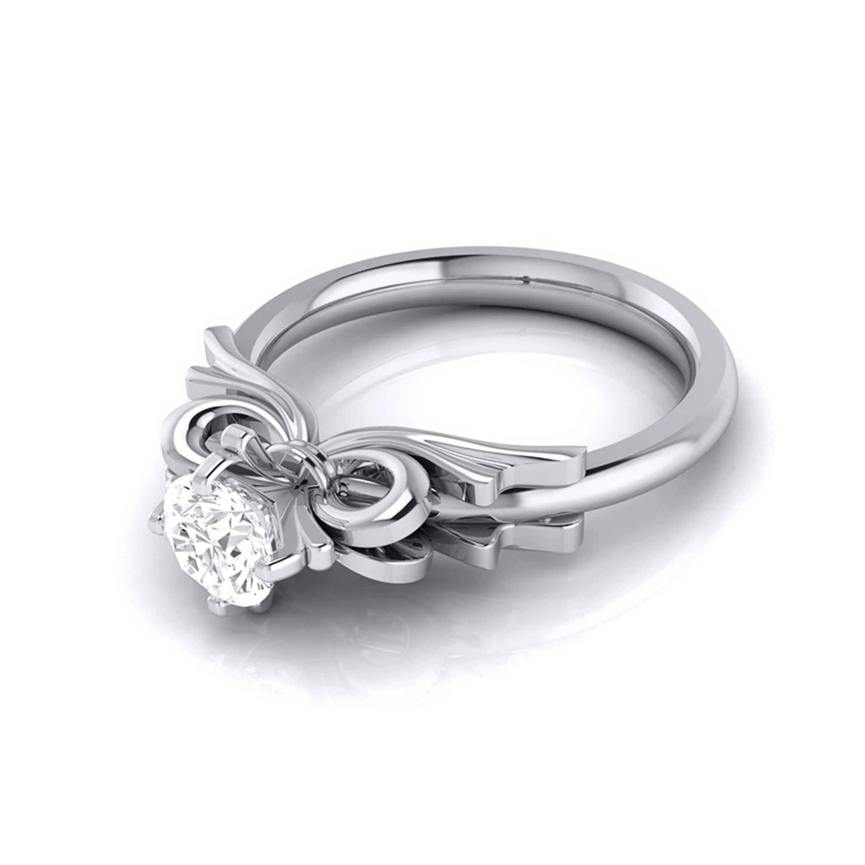 1-Carat Solitaire Designer Bow Platinum Ring JL PT G 108-C