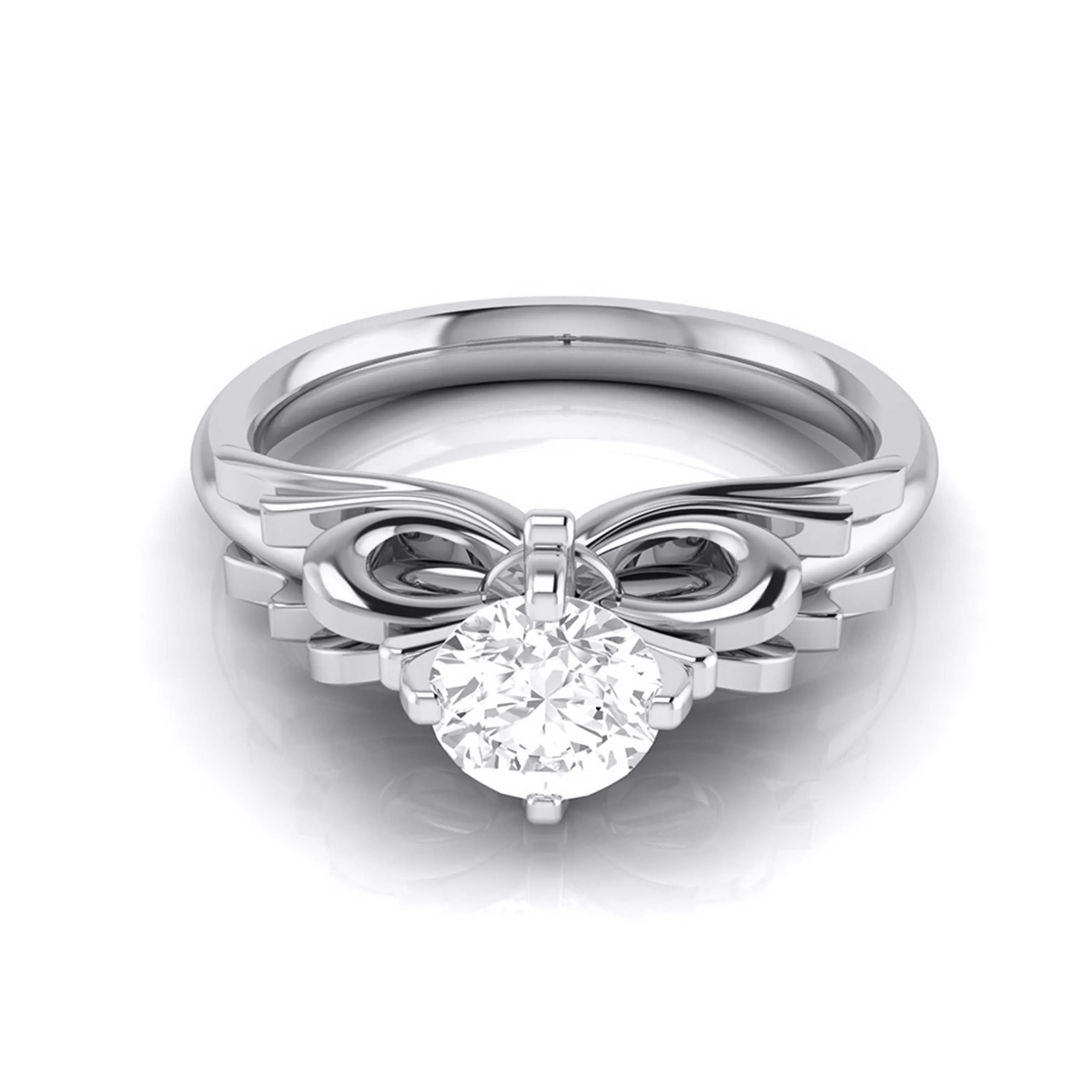 1-Carat Solitaire Designer Bow Platinum Ring JL PT G 108-C