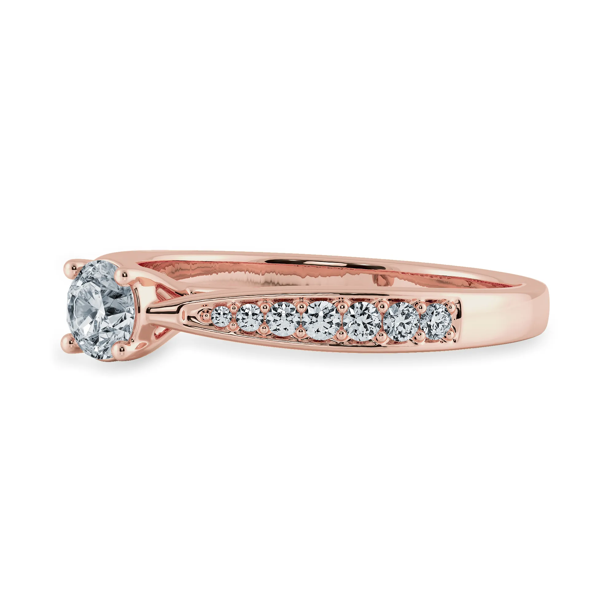 1-Carat Solitaire Diamond Shank 18K Rose Gold Ring JL AU 1286R-C