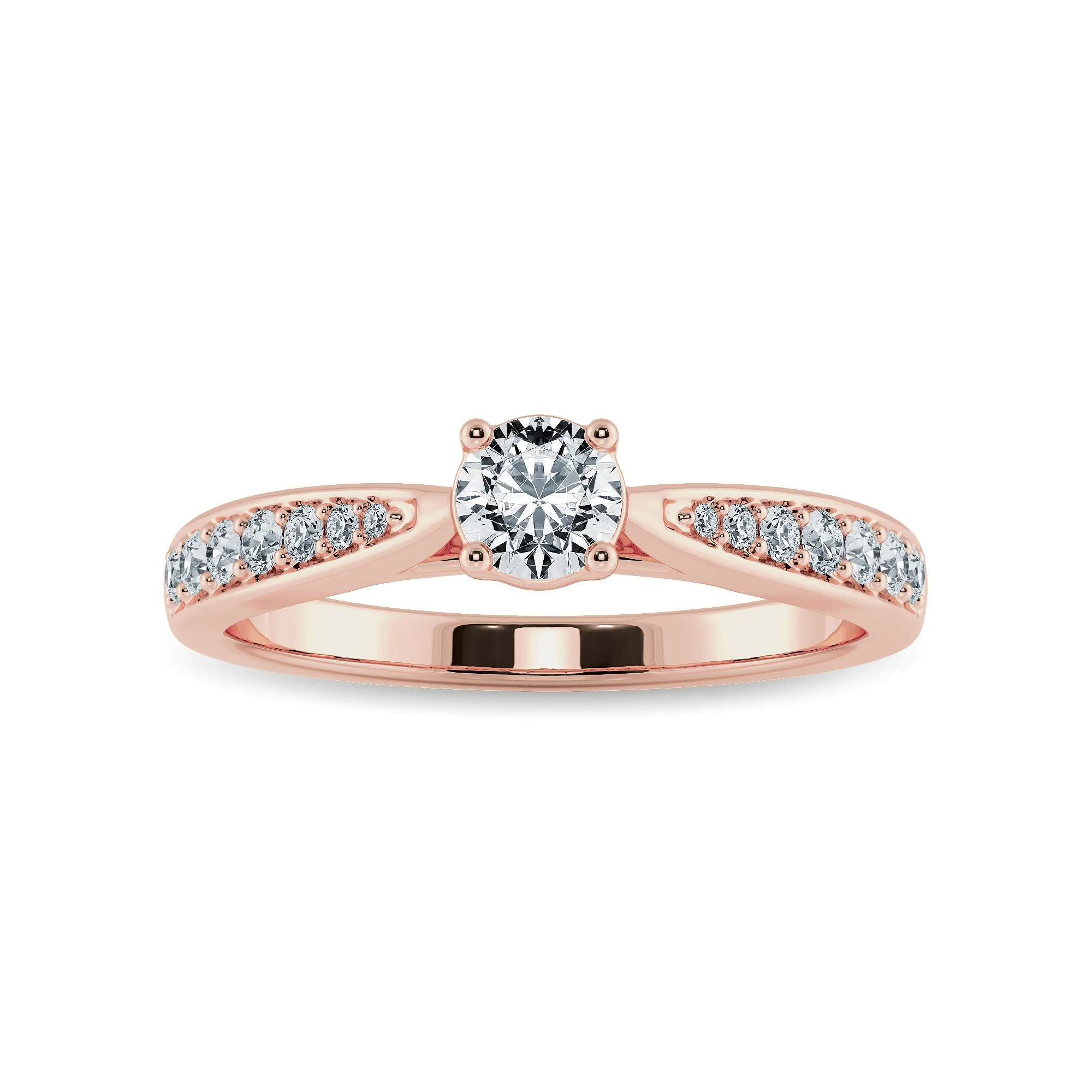 1-Carat Solitaire Diamond Shank 18K Rose Gold Ring JL AU 1286R-C